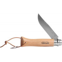 Нож Opinel №8, нержавеющая сталь, рукоять бук с кожаным темляком Нож Opinel №8, нержавеющая сталь, рукоять бук с кожаным темляком