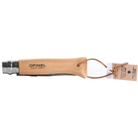 Нож Opinel №8, нержавеющая сталь, рукоять бук с кожаным темляком Нож Opinel №8, нержавеющая сталь, рукоять бук с кожаным темляком