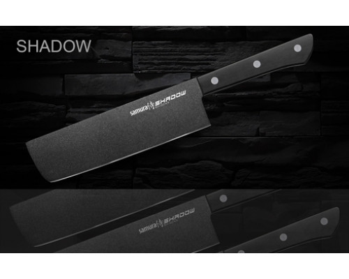 Samura Нож кухонный SH-0043/A Shadow накири с покрытием Black-coating 170 мм, AUS-8, ABS пластик